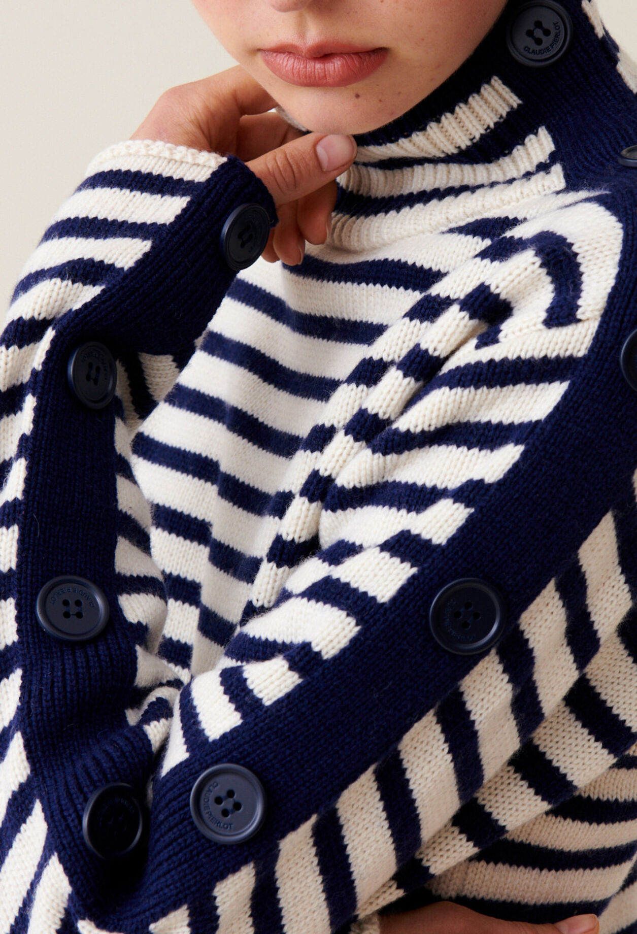 High-neck knitted sailor dress
