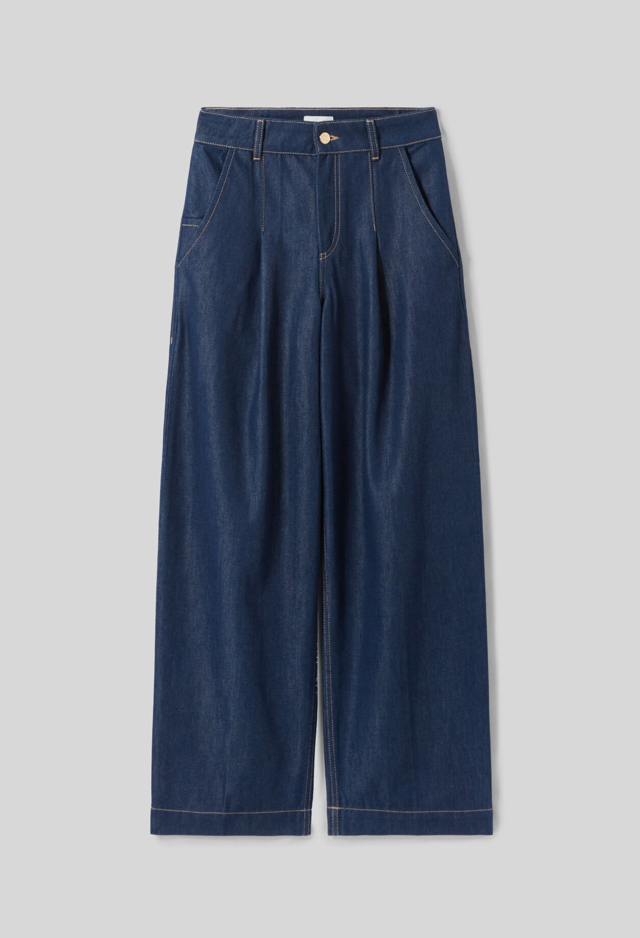 Raw denim straight-cut jeans