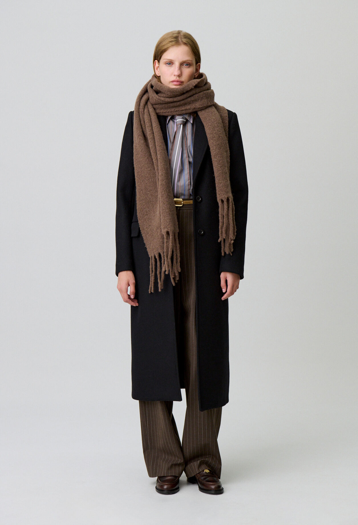 Bicolour scarf with fringes