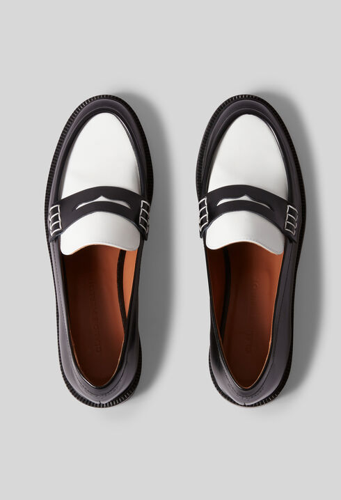 Two-tone leather loafers