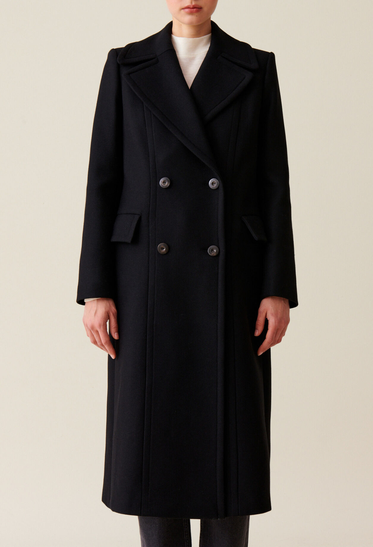 Long double-breasted coat