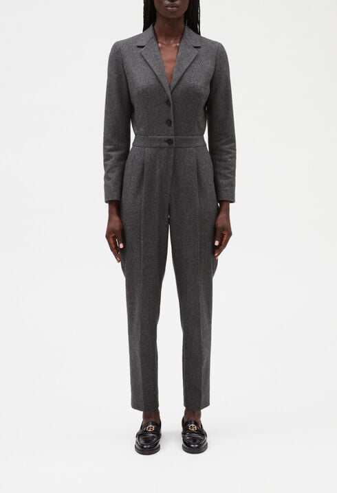 Heather grey long-sleeved jumpsuit