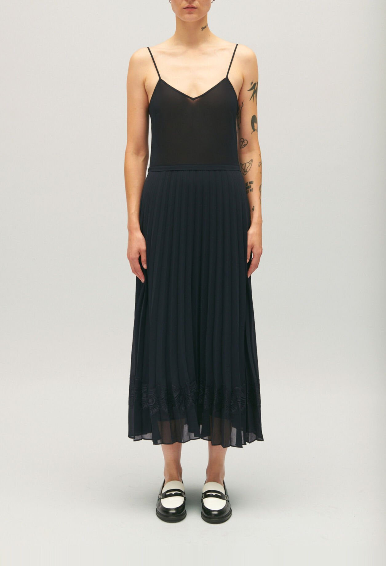 Teli navy blue illusion midi dress