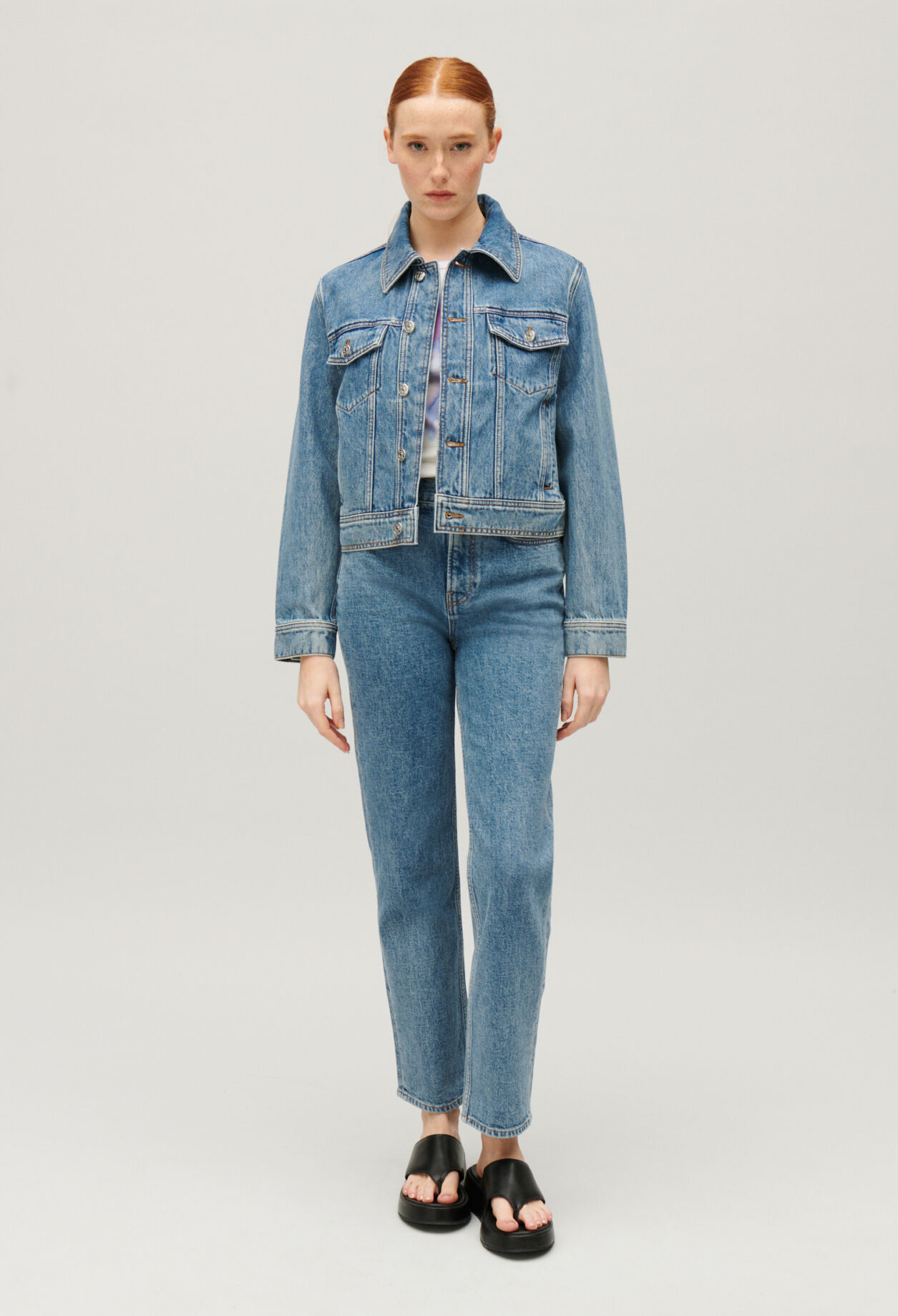 Blue straight leg denim jacket for women Claudie Pierlot