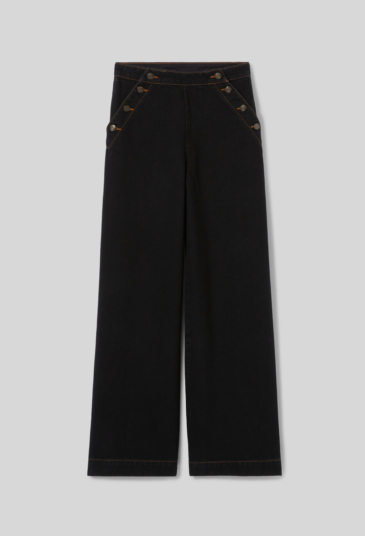 Black denim sailor jeans