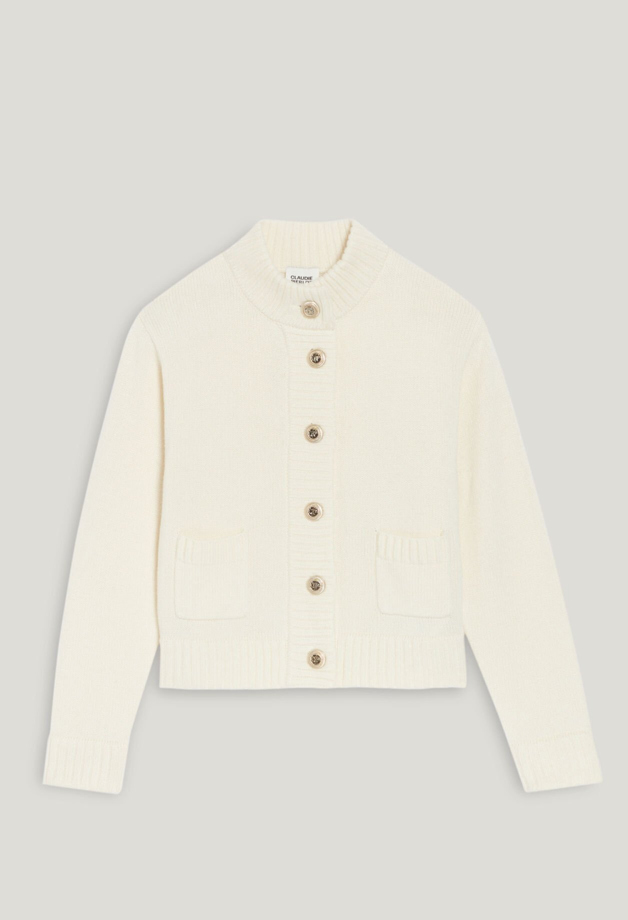 Cropped thick knit cardigan