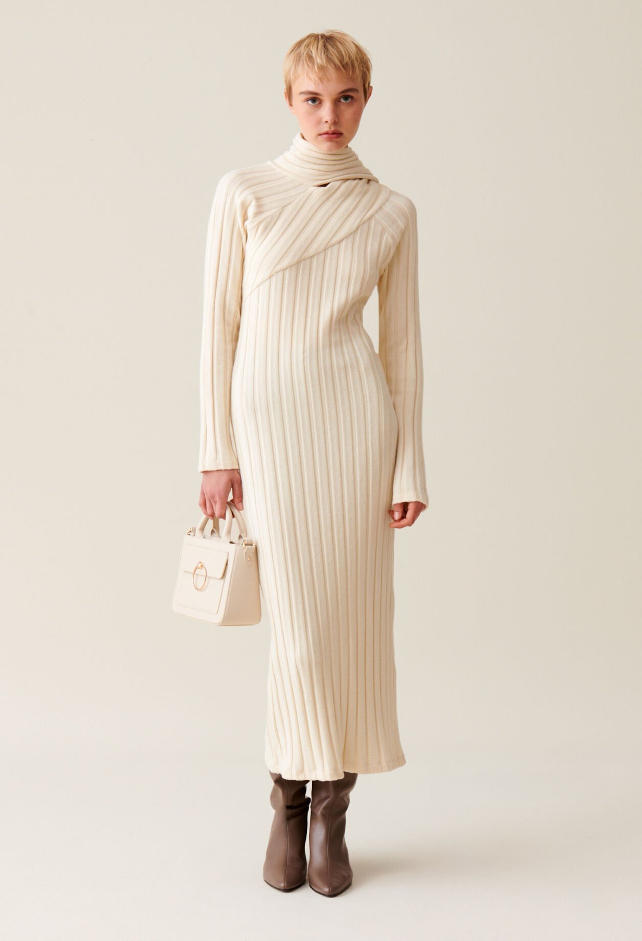 Long knitted dress with tie scarf for women Claudie Pierlot