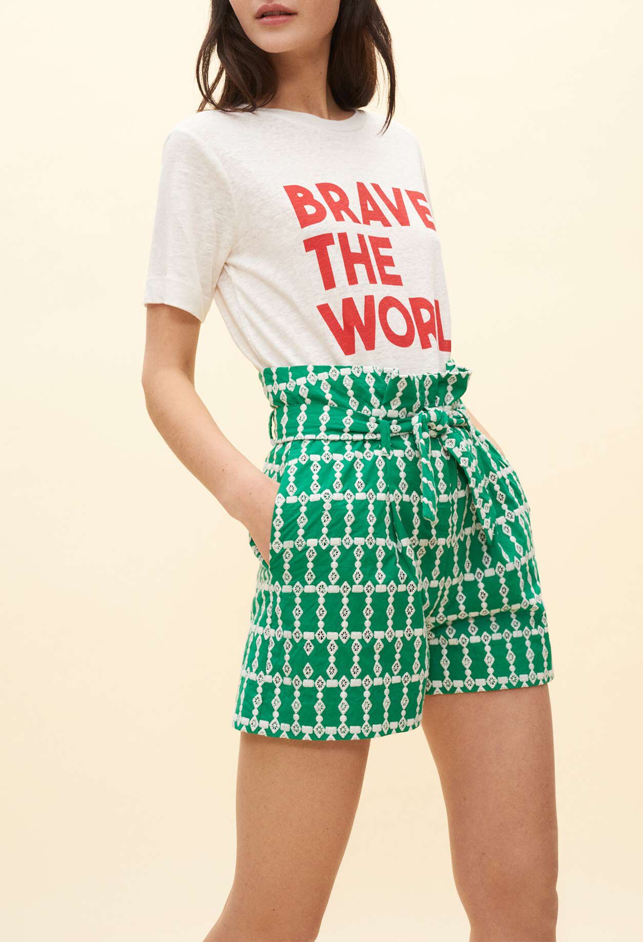 Tie-up printed shorts