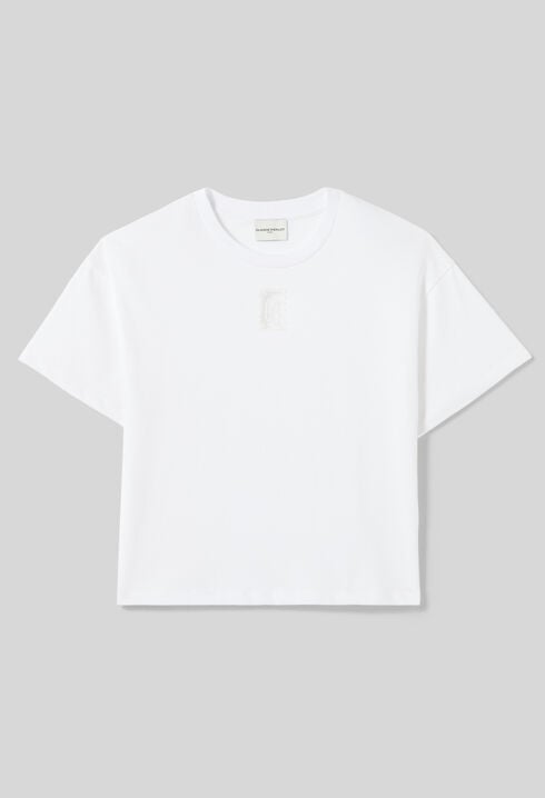 Wide cropped cotton T-shirt