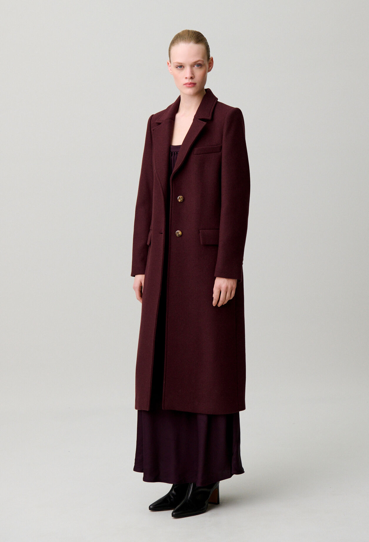 Long wool blend coat