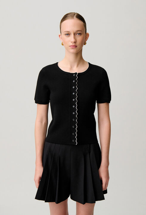 Contrast knit cardigan