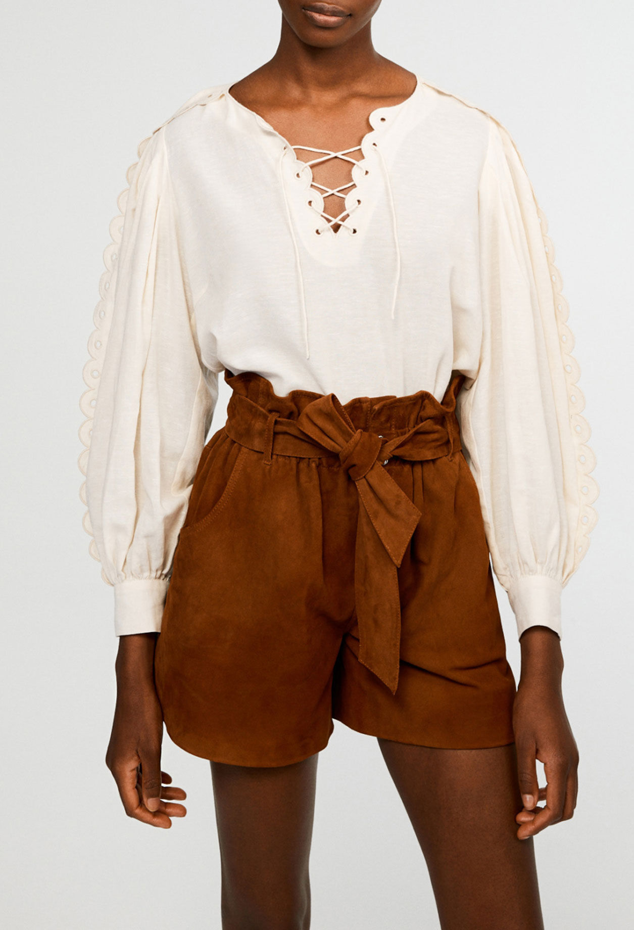 Organic cotton flared blouse
