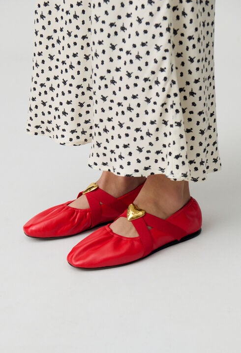 Leather ballet flats with heart