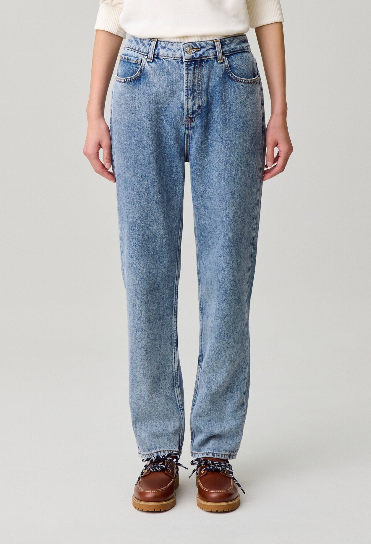 Washed denim jeans