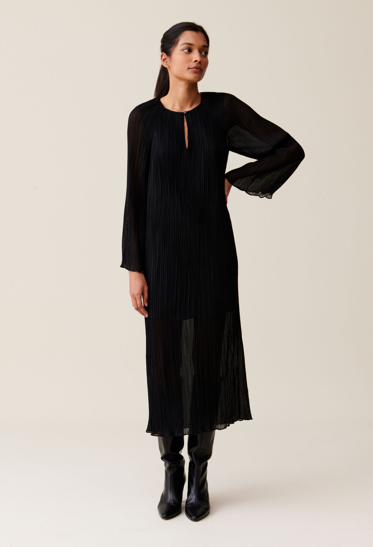 Sheer pleated dress top