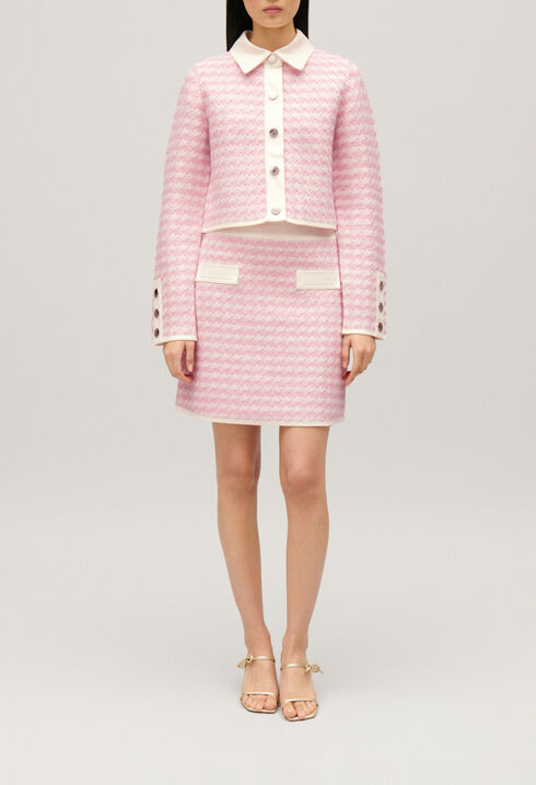 Short, two-tone knit skirt