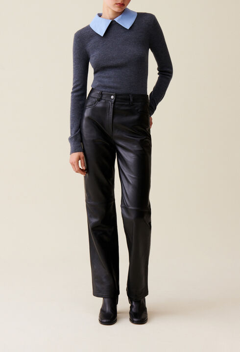 Straight leather trousers