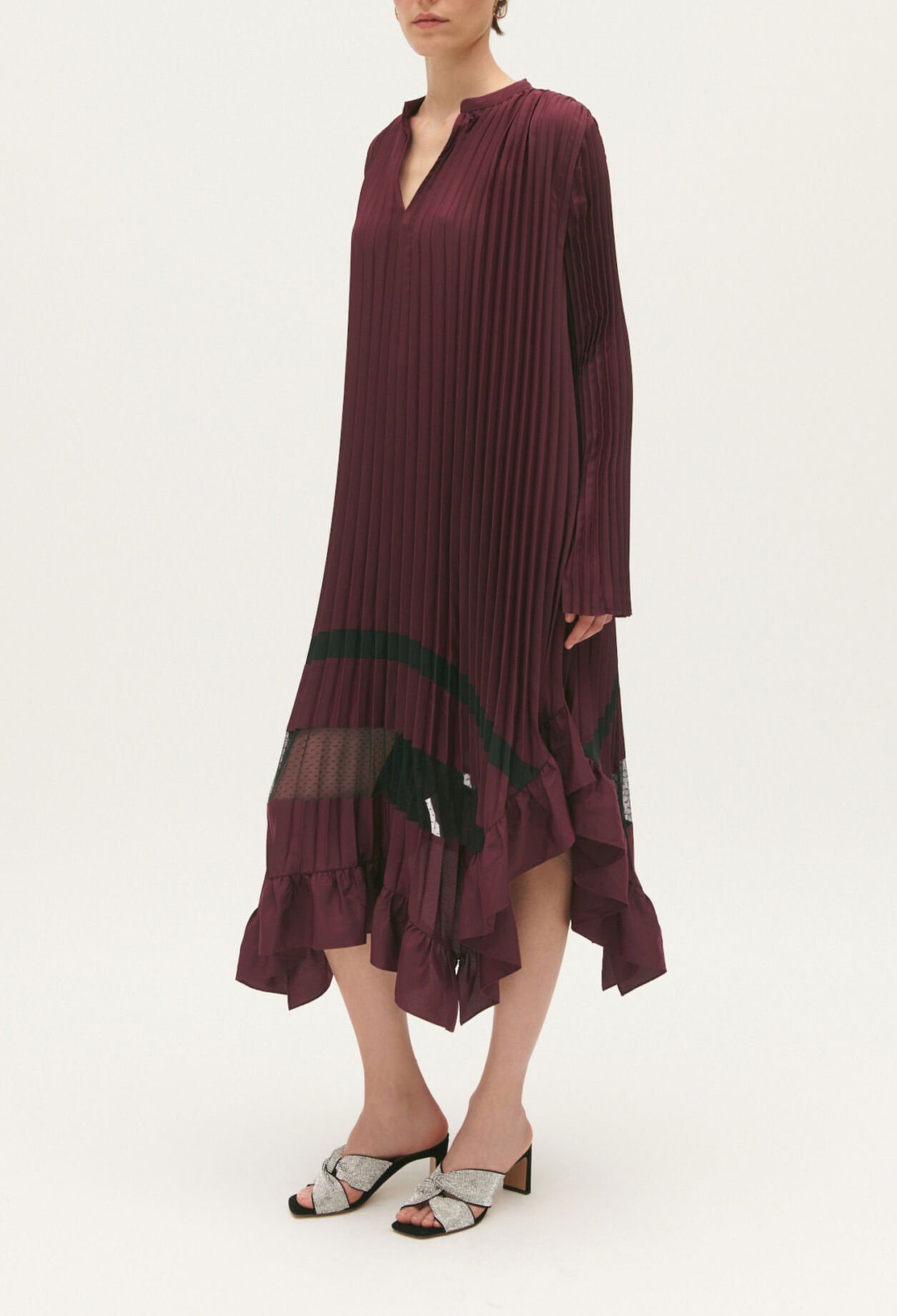 Pleated midi-length dress