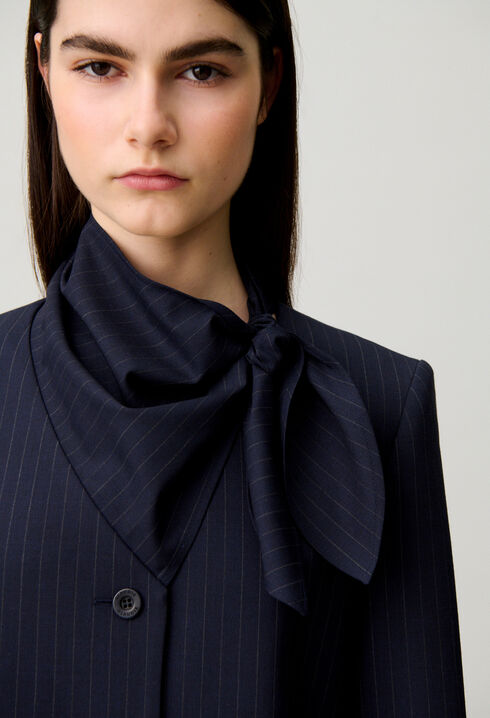 Wool jacket with removable scarf