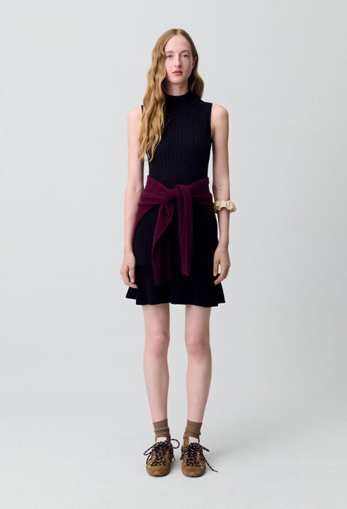Ribbed Turtleneck Knit Dress