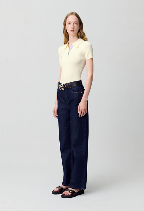 Fine Knit Polo Top
