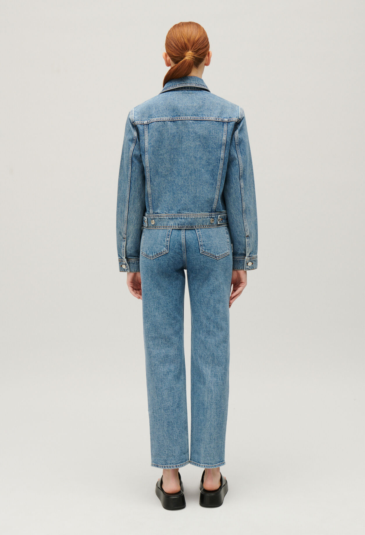 Blue straight-leg denim jacket