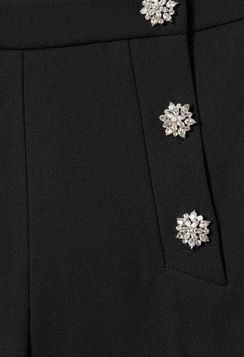 Straight-leg jewel button trousers