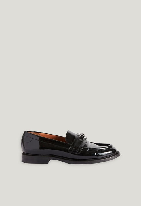 Black patent loafers