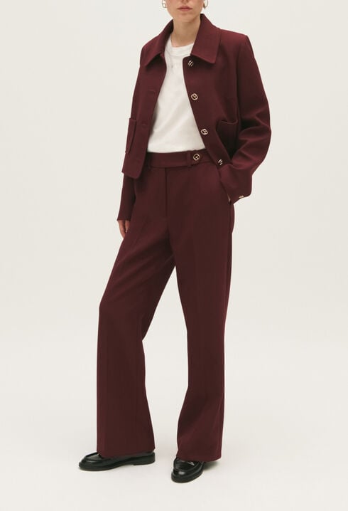 Straight-fit burgundy trousers