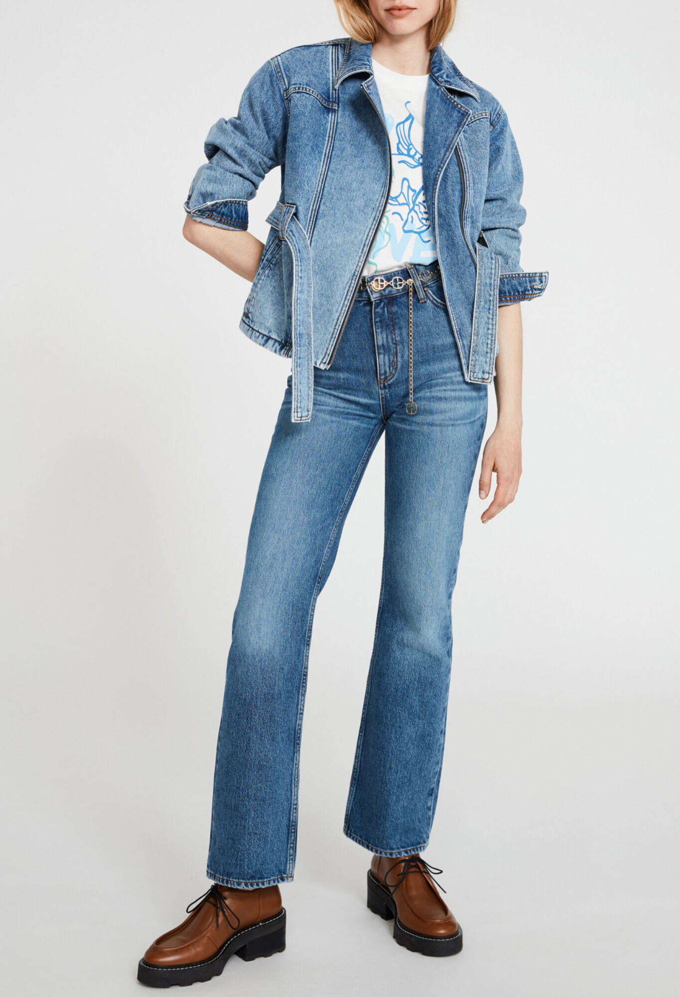 Veste denim ceinturee for women Claudie Pierlot
