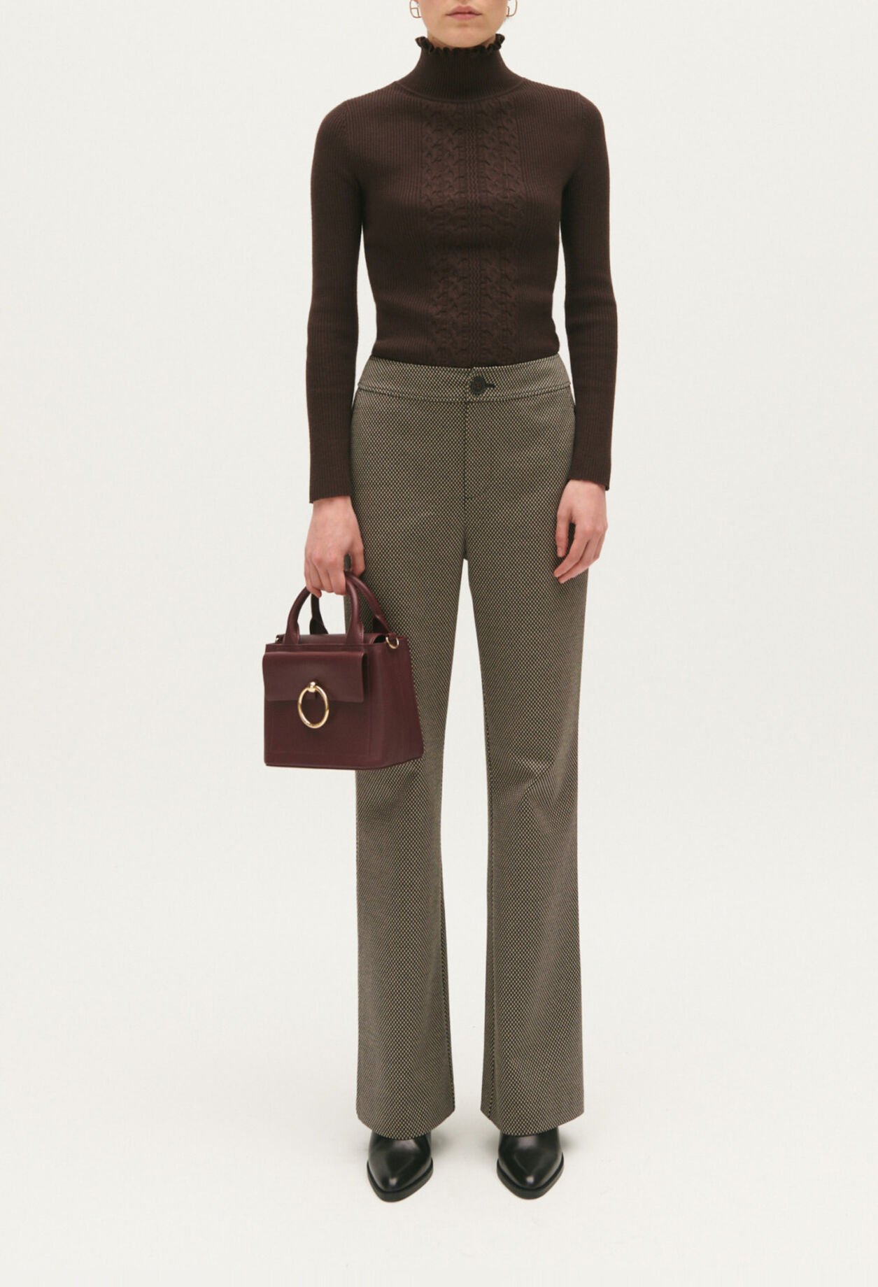 Straight-fit chocolate print trousers