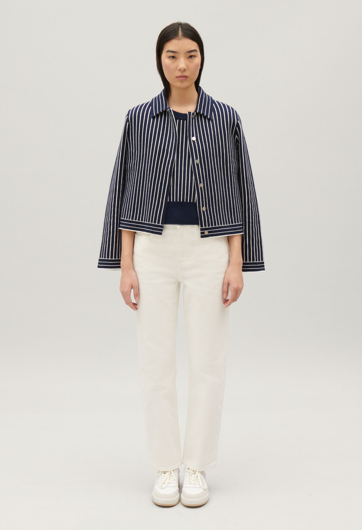 Stripy knit cardigan