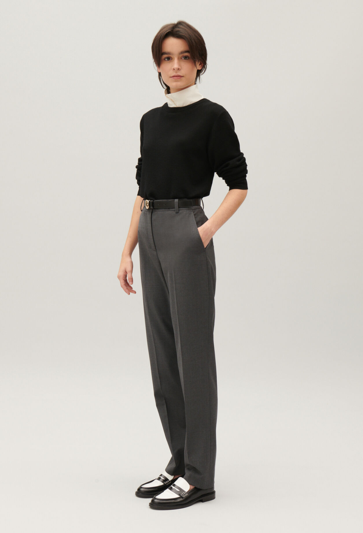 Flecked grey suit trousers