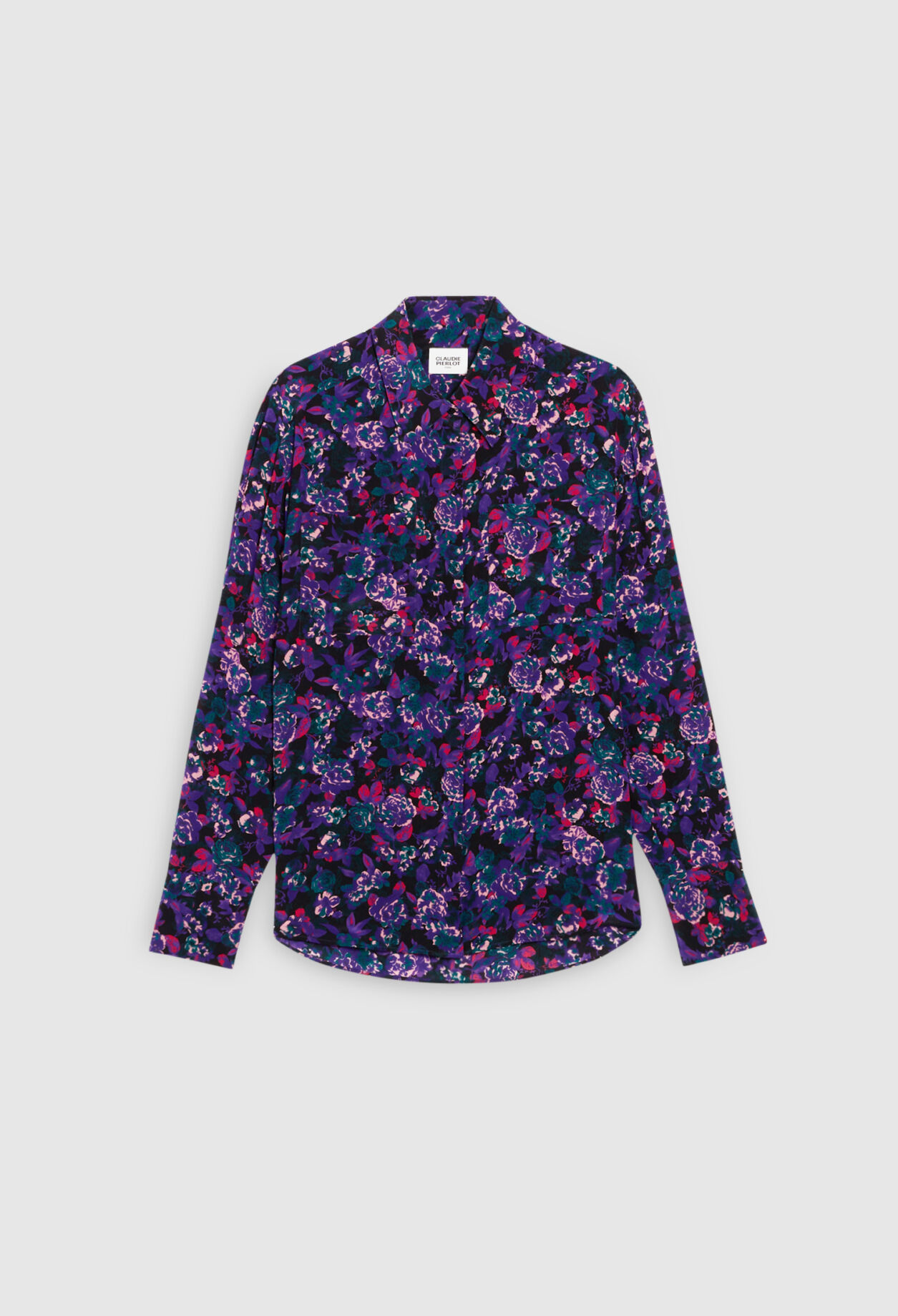 Floral-print silk shirt