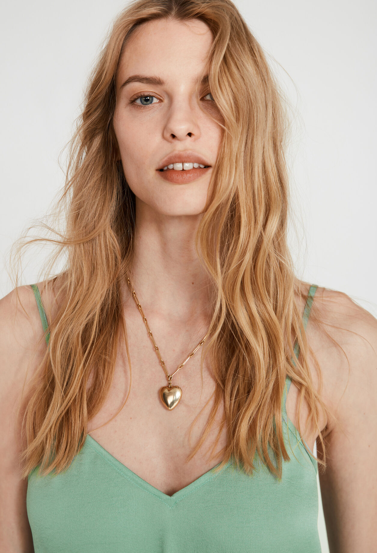 Long gold necklace