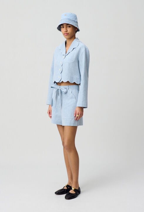 Belted Denim Shorts