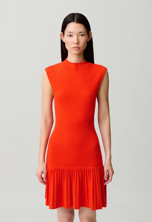 Pleated knit dress