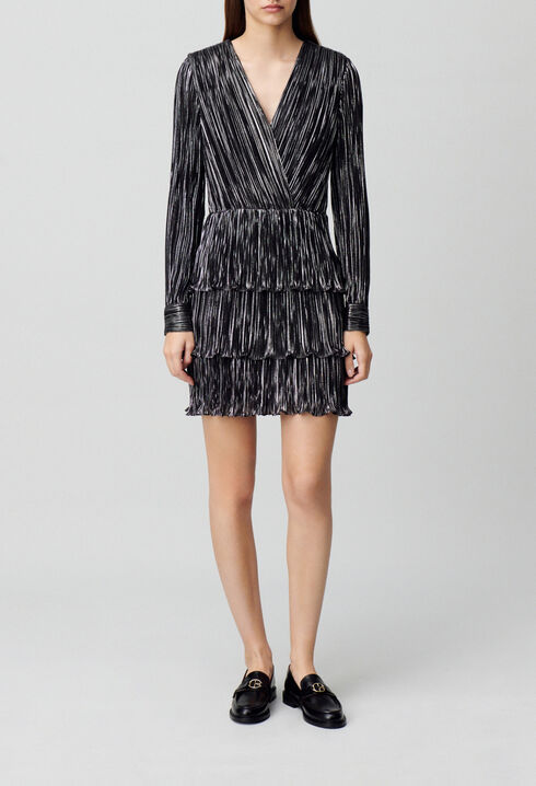 Short silver ruffled dress