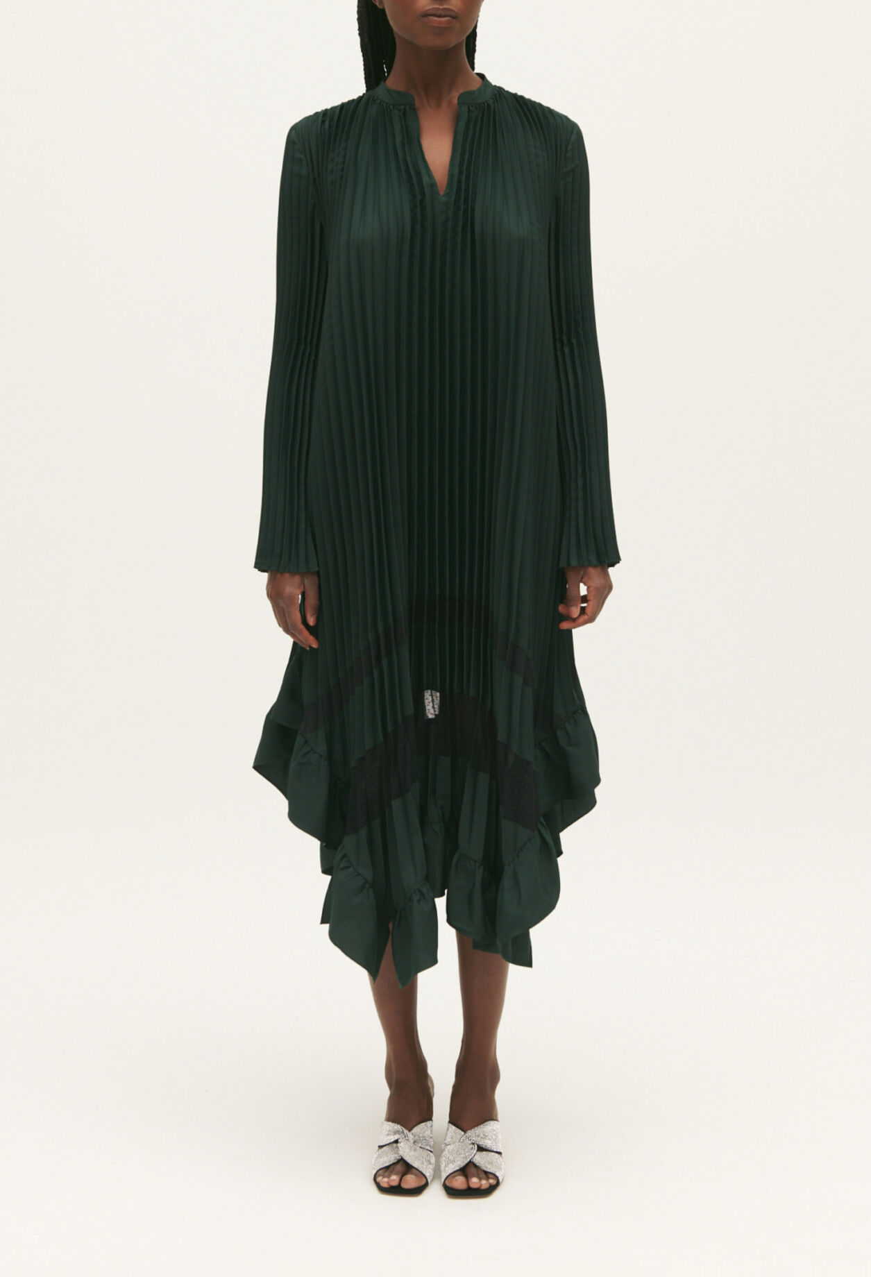 Pleated midi-length dress