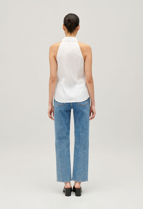 Sleeveless white shirt