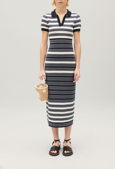 Two-tone knitted maxi dress