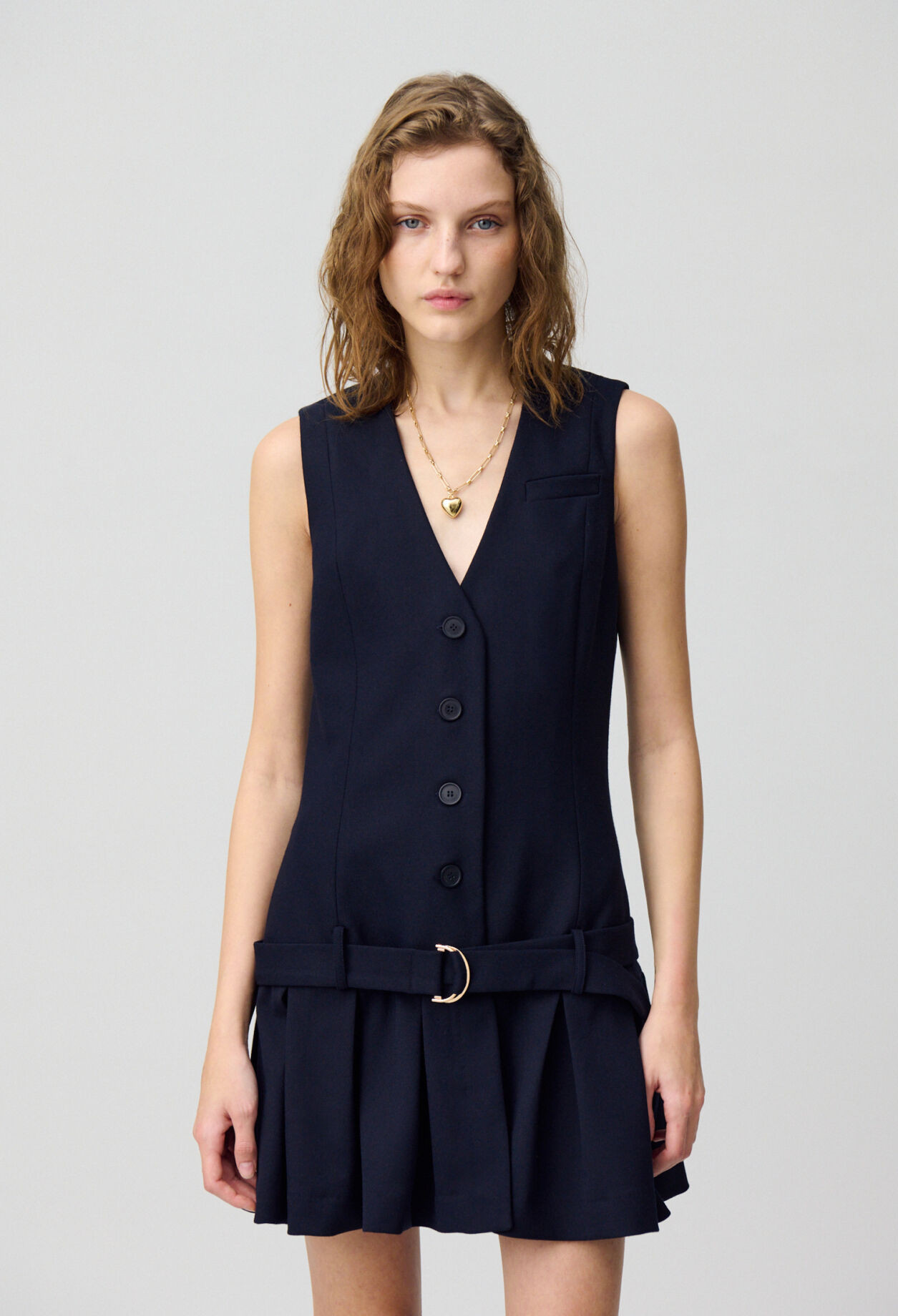 Pleated fitted short dress