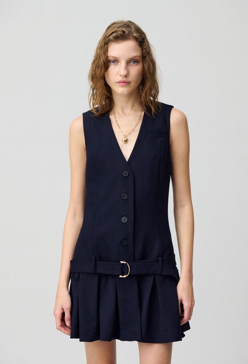 Pleated fitted short dress