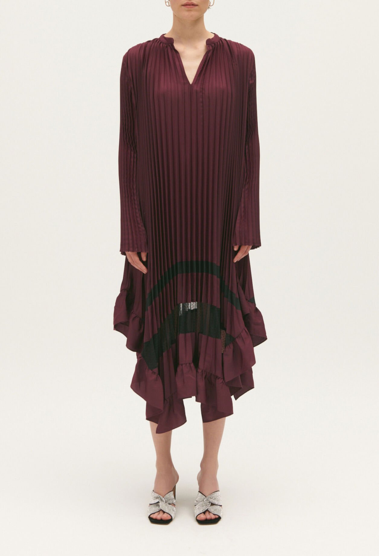Pleated midi-length dress