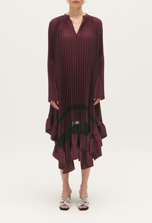 Pleated midi-length dress