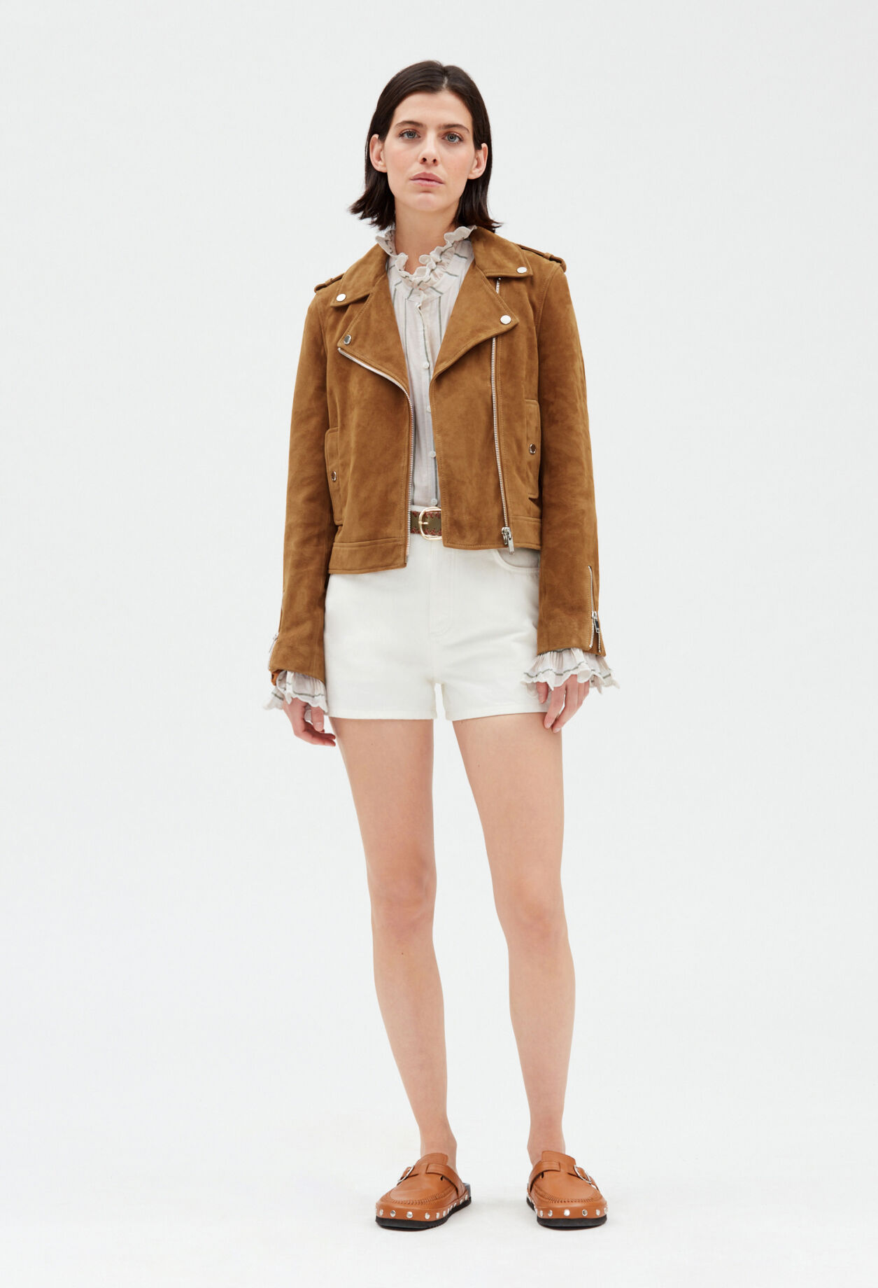 Camel suede jacket for women | Claudie Pierlot