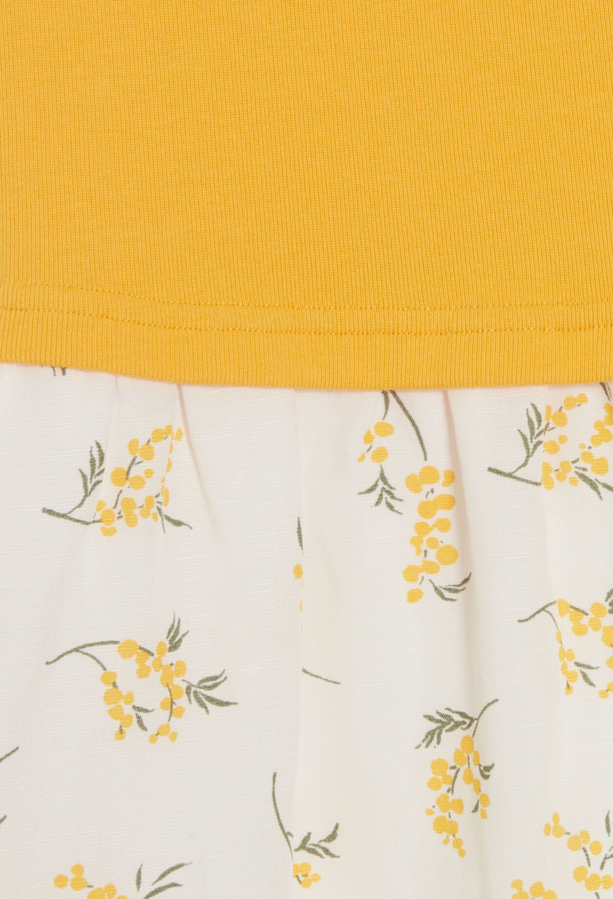 Bi-material mimosa midi-dress