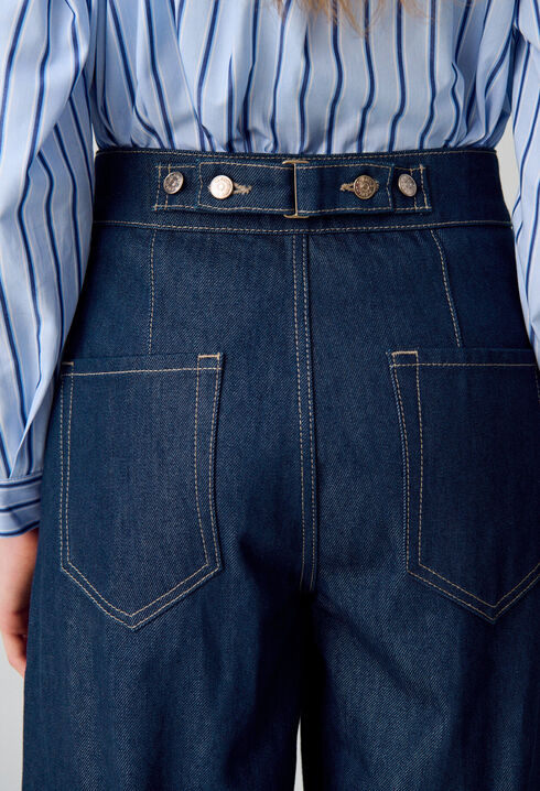 Raw denim straight-cut jeans