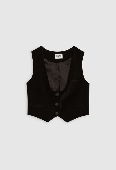 Black velvet suit waistcoat