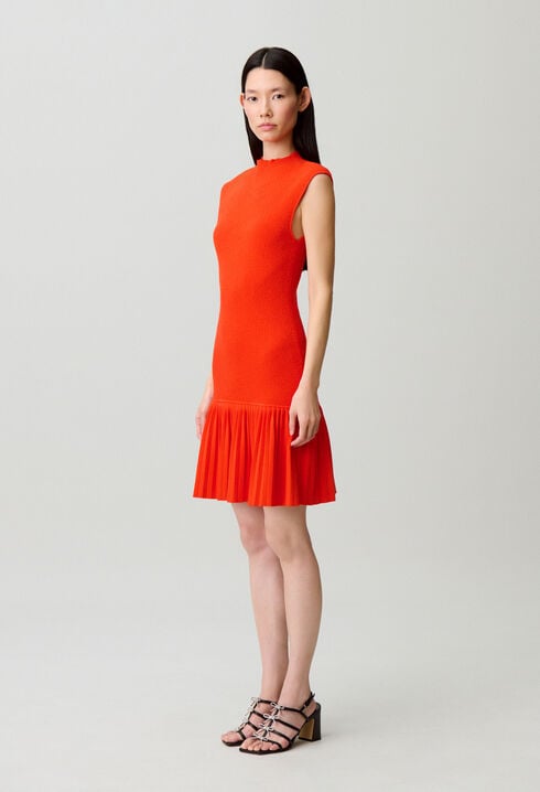 Pleated knit dress